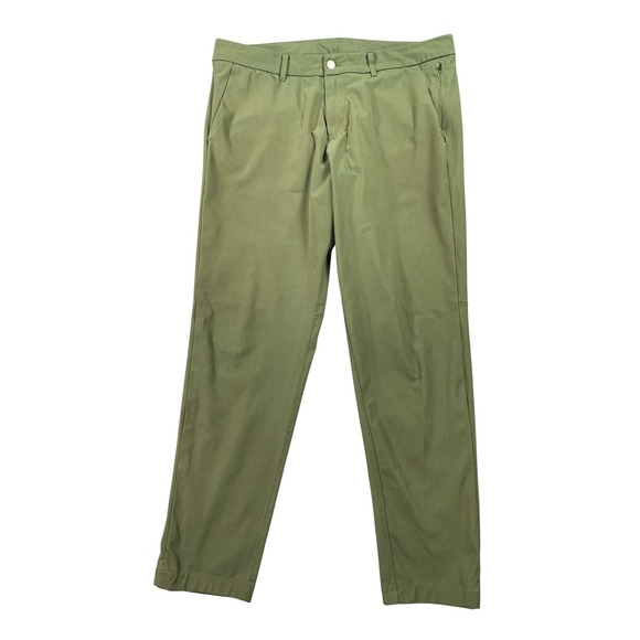 Lululemon Commission Pant Mens 36x30 Army Green Slim 4-Way Stretch Warpstreme